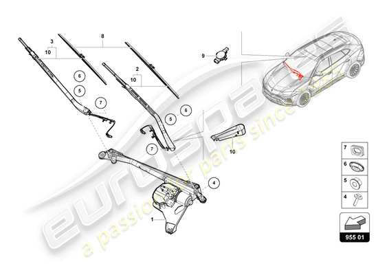 a part diagram from the Lamborghini Urus parts catalogue