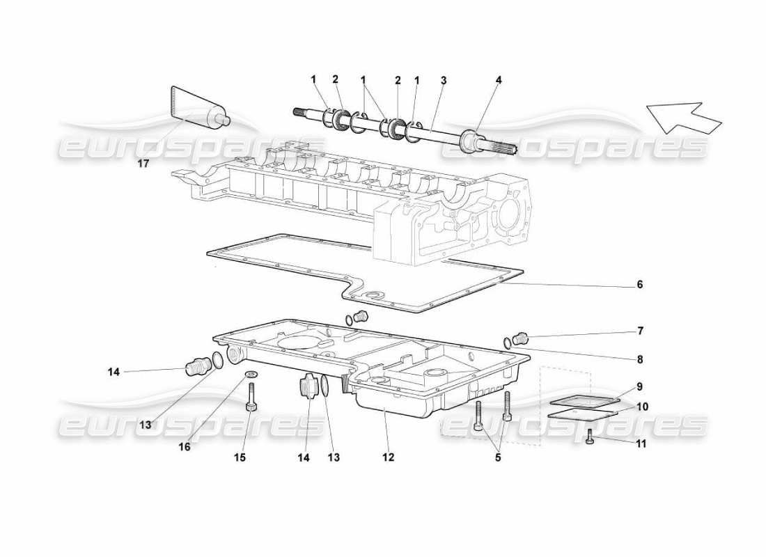 Lamborghini Murcielago LP670 oil sump Parts Diagram