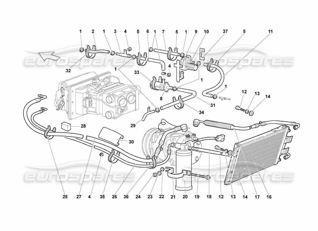 Lamborghini Murcielago LP670 air conditioning system Parts Diagram