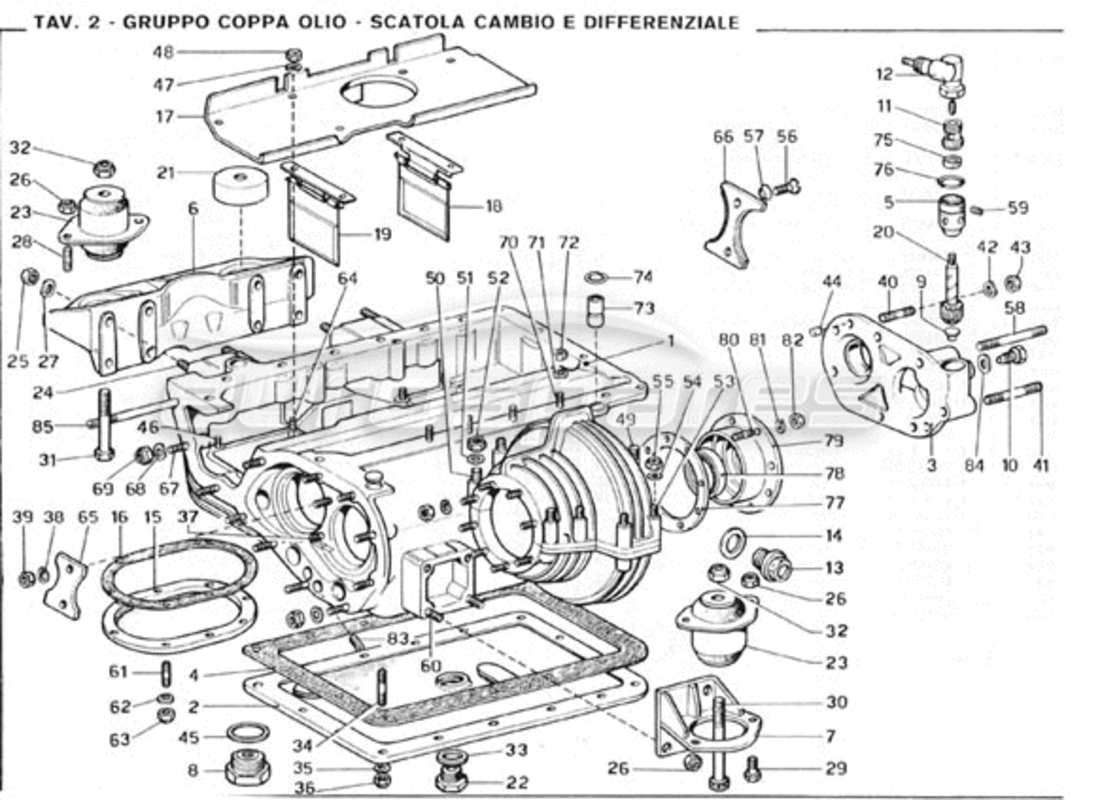 Ferrari 246 GT Series 1 Oil Sump - Gearbox & Differential Parts Diagram