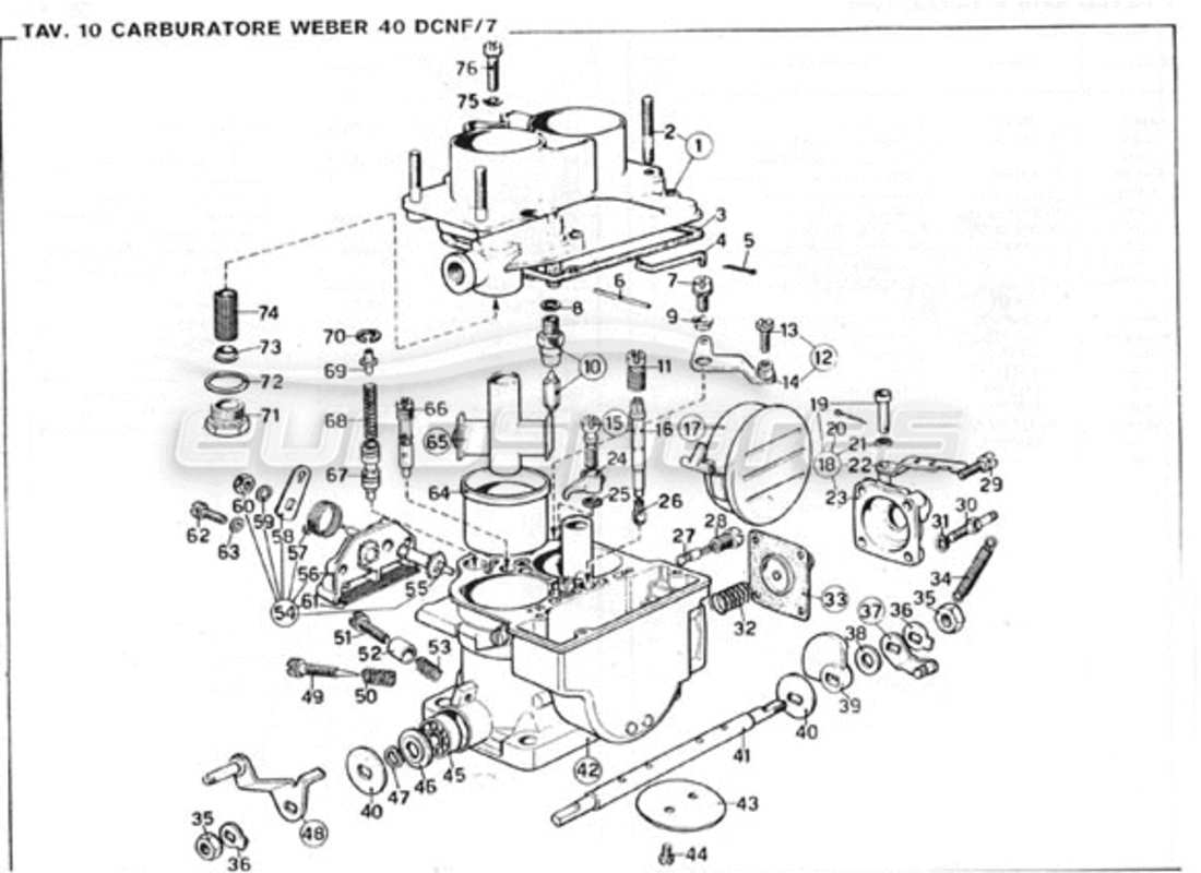 Ferrari 246 GT Series 1 Weber Carburettor Parts Diagram