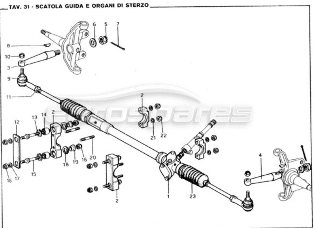 Ferrari 246 GT Series 1 Steering Box & Steering Linkages Parts Diagram