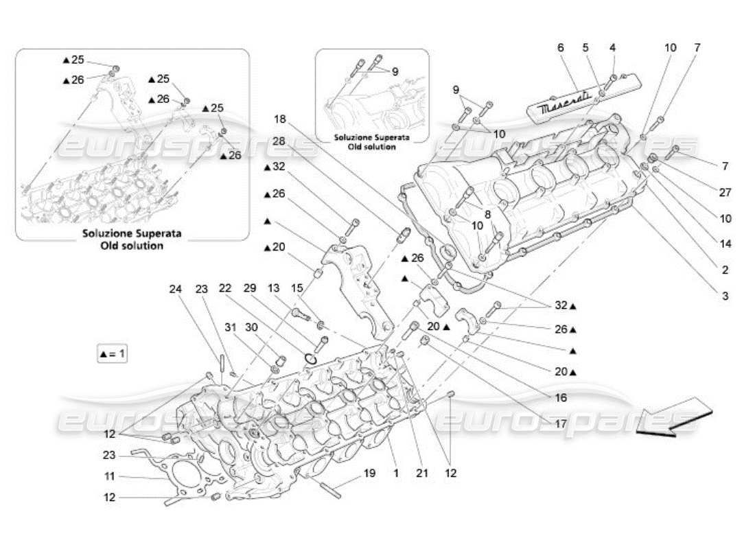 Maserati QTP. (2005) 4.2 LH cylinder head Parts Diagram