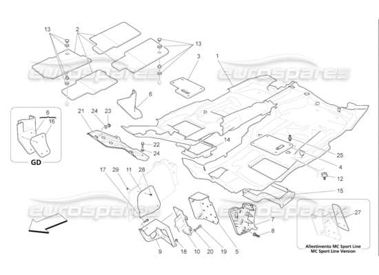 a part diagram from the Maserati Quattroporte M139 (2005-2013) parts catalogue