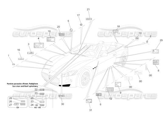 a part diagram from the Maserati GranCabrio parts catalogue