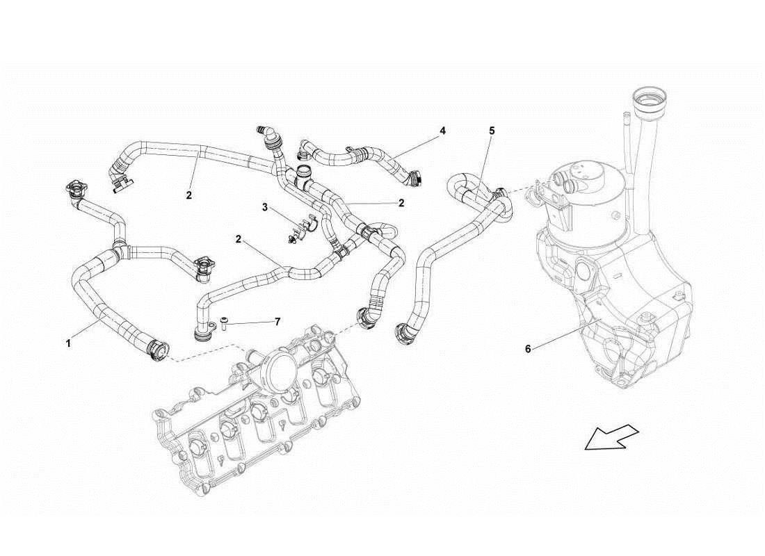 Lamborghini Gallardo LP560-4s update oil breather pipe Parts Diagram