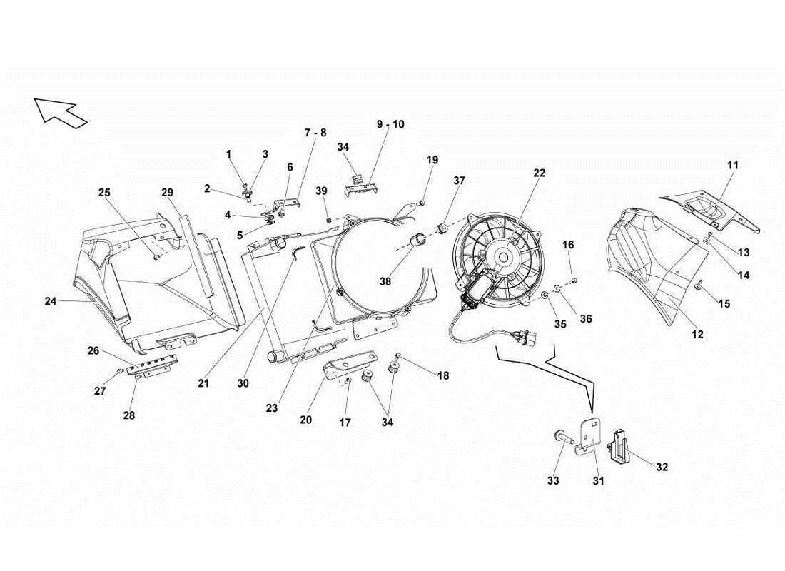 Lamborghini Gallardo LP560-4s update Water Cooling System Parts Diagram