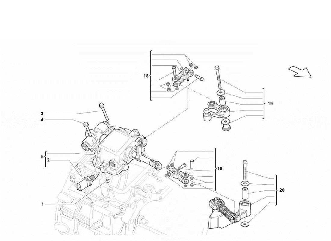 Lamborghini Gallardo LP560-4s update Mechanical Actuator Parts Diagram