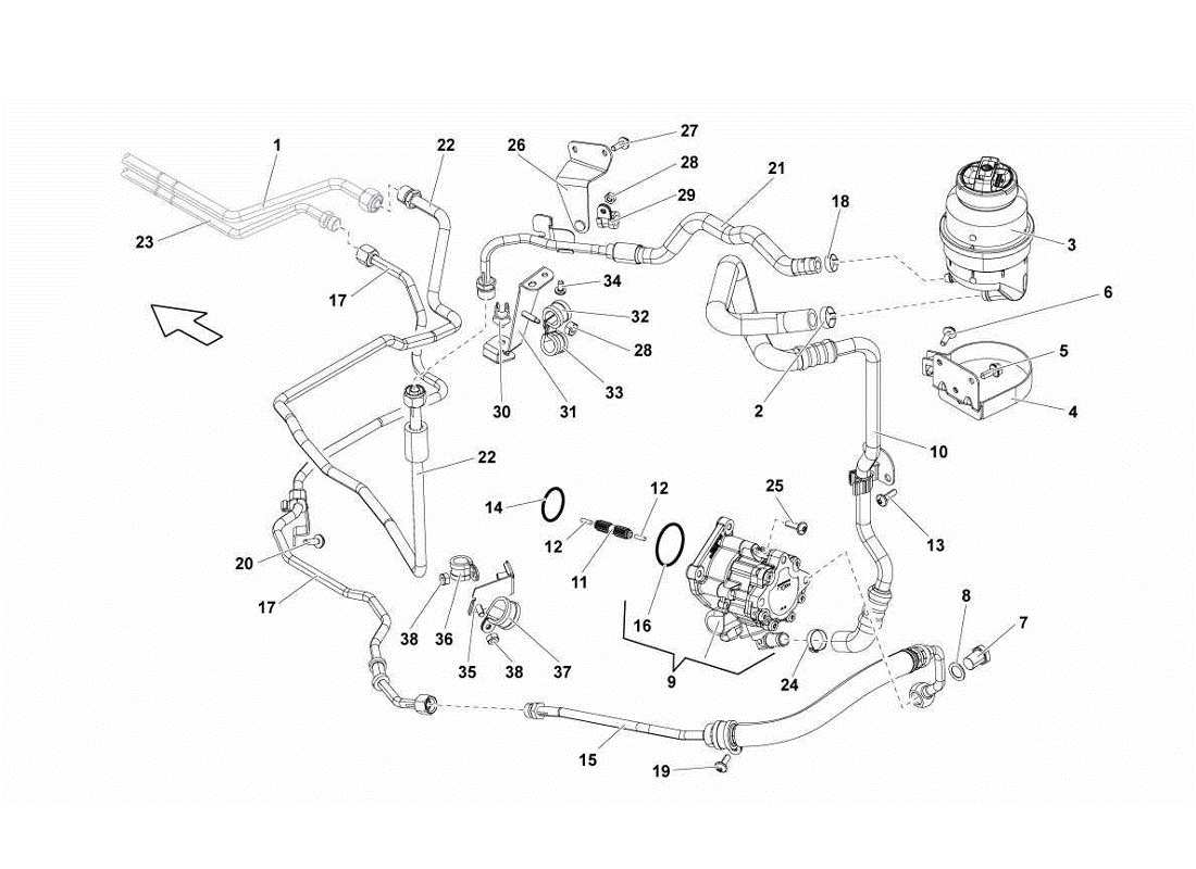 Lamborghini Gallardo LP560-4s update POWER STEERING Parts Diagram