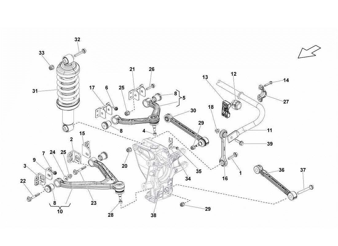 Lamborghini Gallardo LP560-4s update Rear Arms Parts Diagram