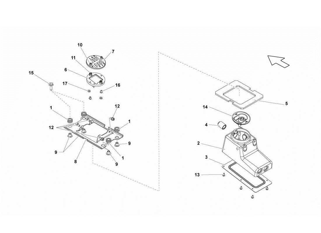 Lamborghini Gallardo LP560-4s update Gearbox Control Tower Parts Diagram