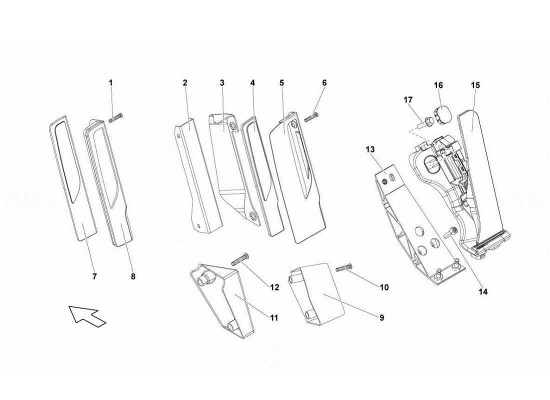 Lamborghini Gallardo LP560-4s update Accelerator Pedal Parts Diagram