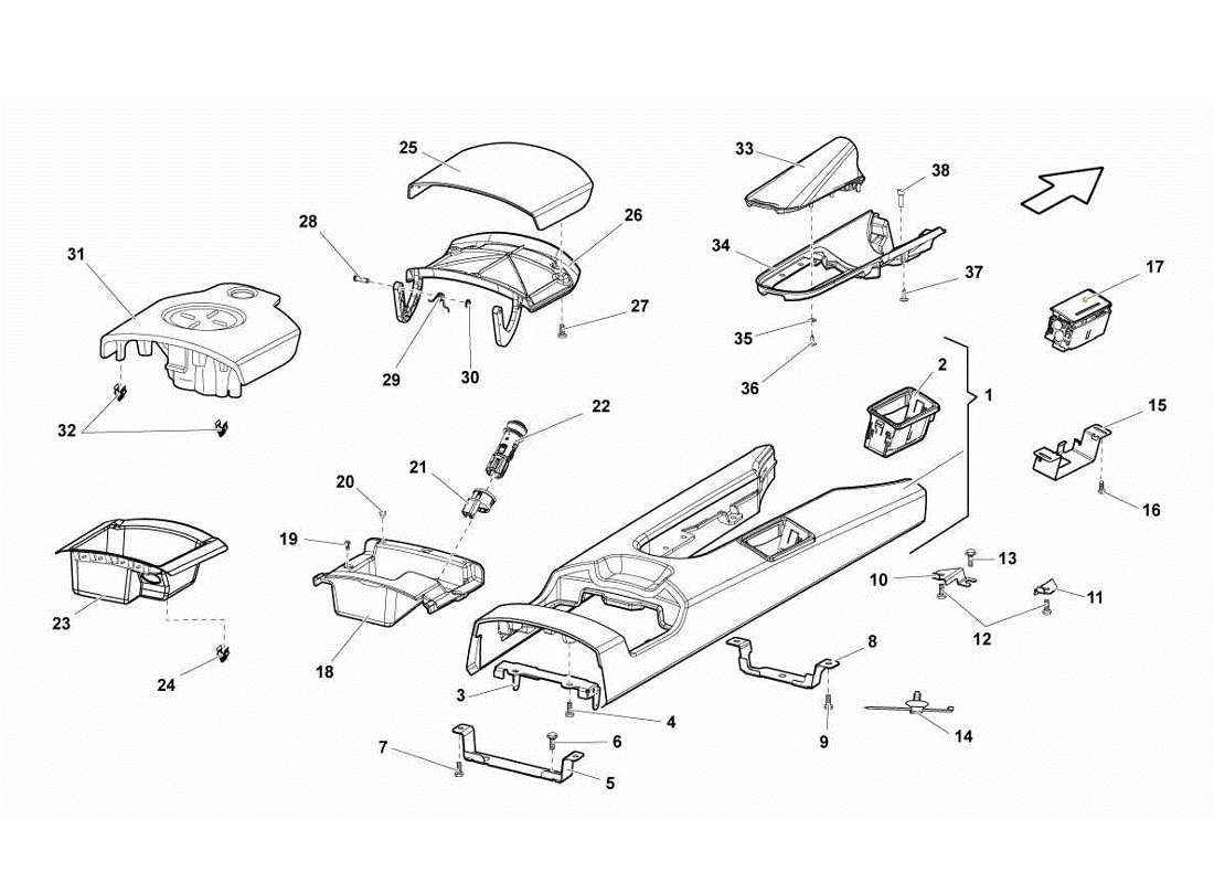 Lamborghini Gallardo LP560-4s update REAR TUNNEL Parts Diagram