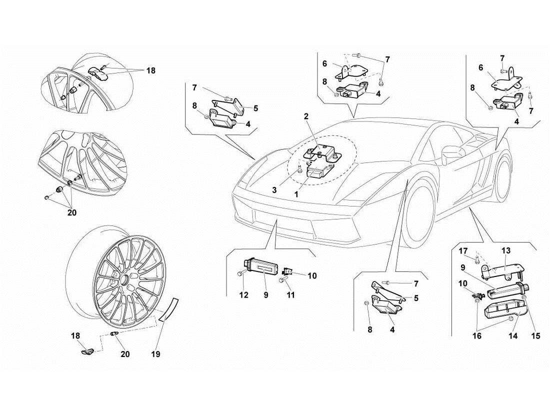 Lamborghini Gallardo LP560-4s update Tpms System Parts Diagram