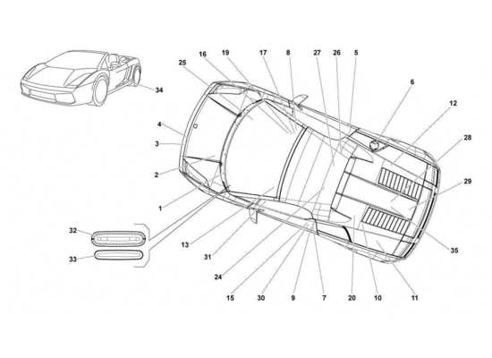 a part diagram from the Lamborghini Gallardo LP560-4s update parts catalogue