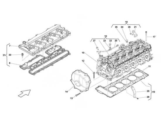 a part diagram from the Lamborghini Gallardo LP560-4s update parts catalogue