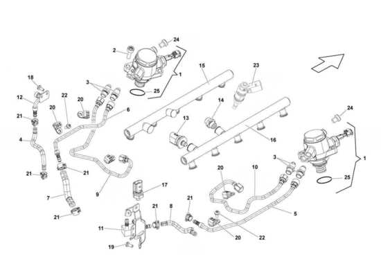 a part diagram from the Lamborghini Gallardo LP560-4s update parts catalogue