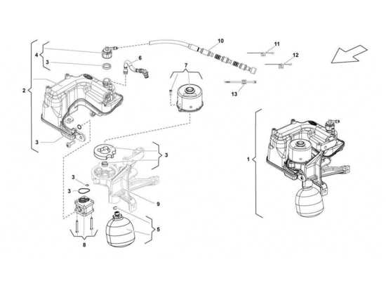 a part diagram from the Lamborghini Gallardo LP560-4s update parts catalogue