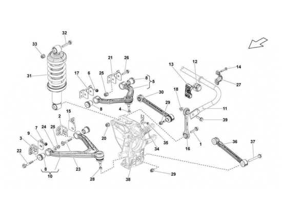 a part diagram from the Lamborghini Gallardo LP560-4s update parts catalogue