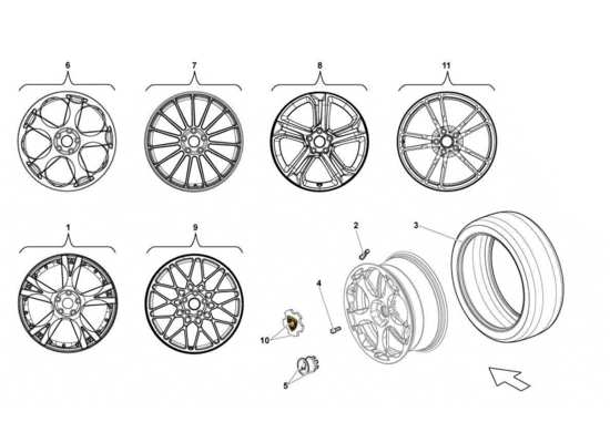 a part diagram from the Lamborghini Gallardo LP560-4s update parts catalogue