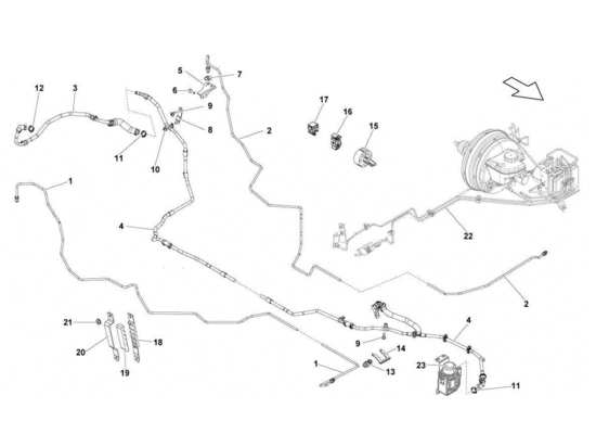 a part diagram from the Lamborghini Gallardo LP560-4s update parts catalogue