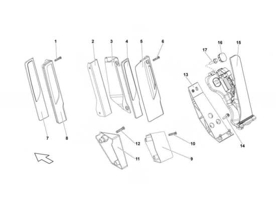 a part diagram from the Lamborghini Gallardo LP560-4s update parts catalogue