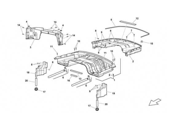 a part diagram from the Lamborghini Gallardo LP560-4s update parts catalogue