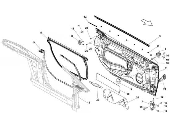 a part diagram from the Lamborghini Gallardo LP560-4s update parts catalogue