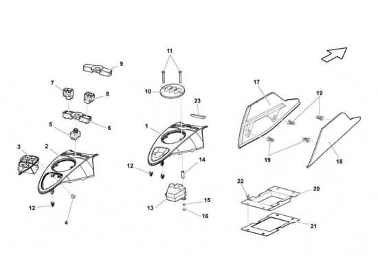 a part diagram from the Lamborghini Gallardo LP560-4s update parts catalogue