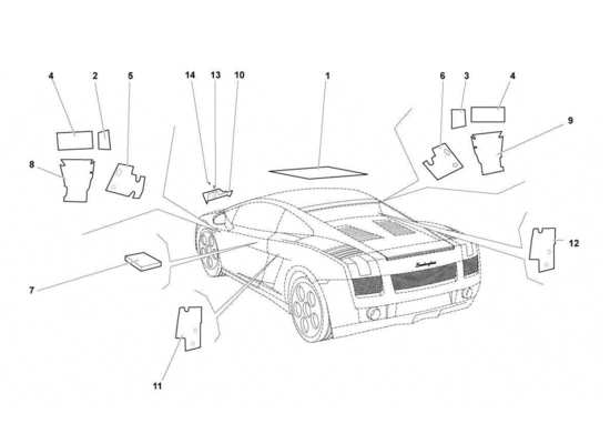 a part diagram from the Lamborghini Gallardo LP560-4s update parts catalogue