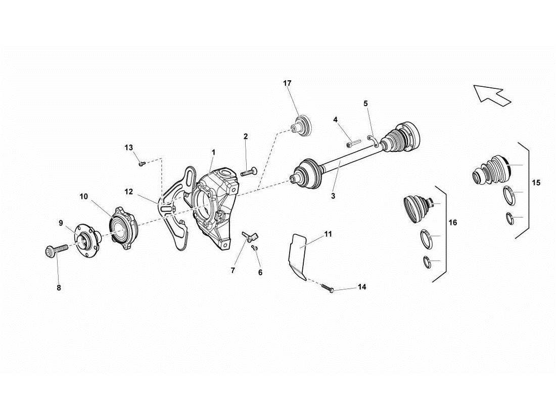 Lamborghini Gallardo LP570-4s Perform FRONT DRIVE SHAFT Parts Diagram