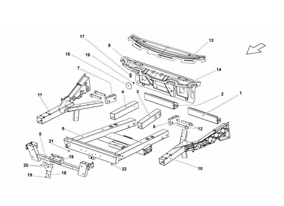 Lamborghini Gallardo LP570-4s Perform Front Frame Elements Parts Diagram