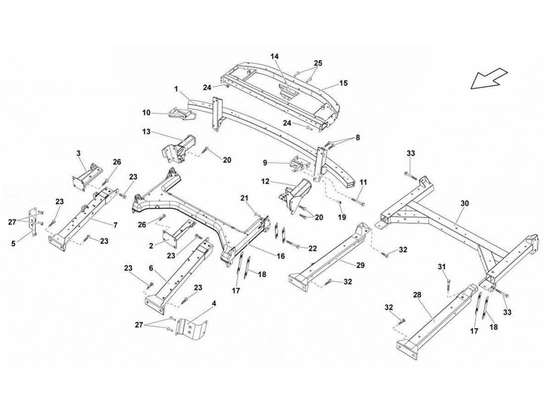 Lamborghini Gallardo LP570-4s Perform Rear Frame Attachments Parts Diagram