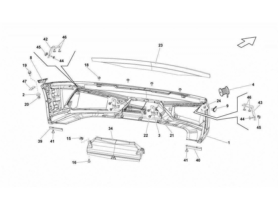 Lamborghini Gallardo LP570-4s Perform Front Bumpers Parts Diagram