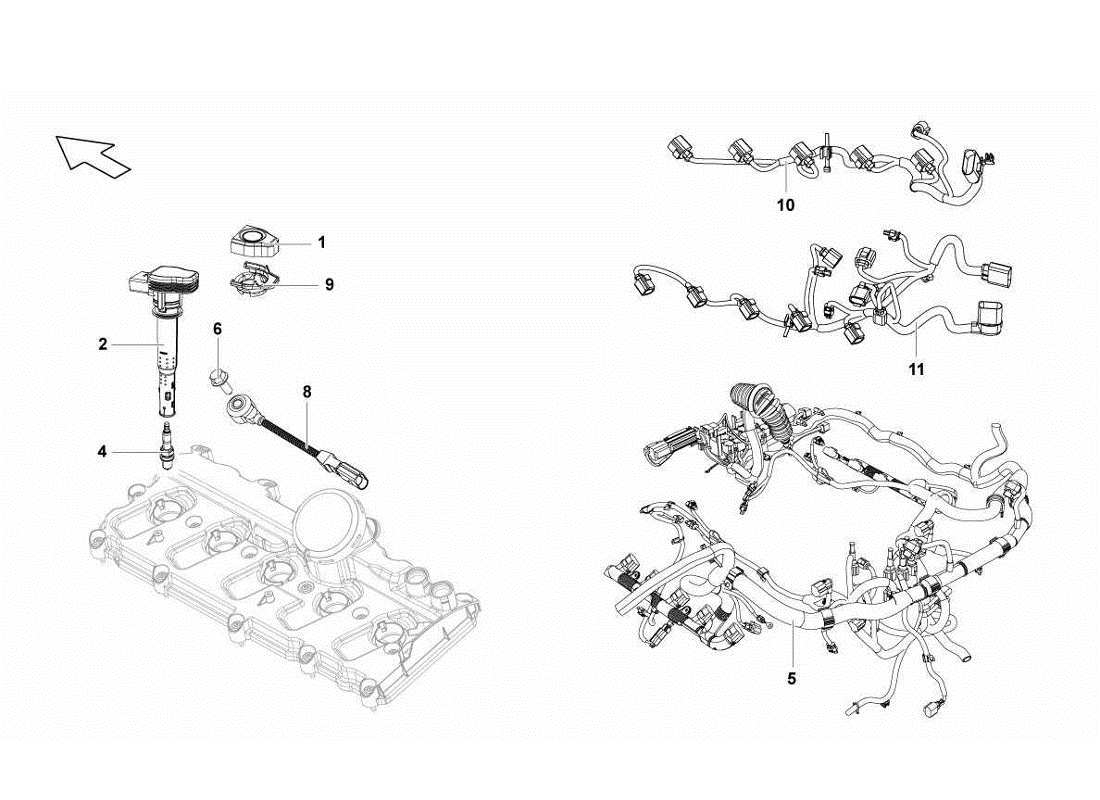 Lamborghini Gallardo LP570-4s Perform System Ignition Parts Diagram