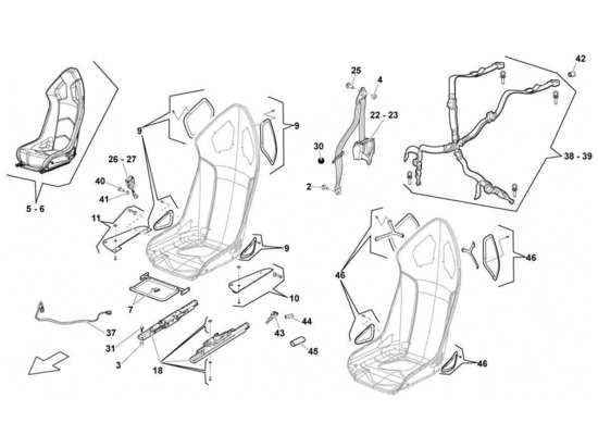 a part diagram from the Lamborghini Gallardo LP570-4s Perform parts catalogue