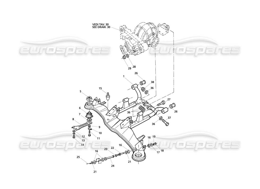 Maserati QTP V8 Evoluzione Rear Suspension Parts Diagram
