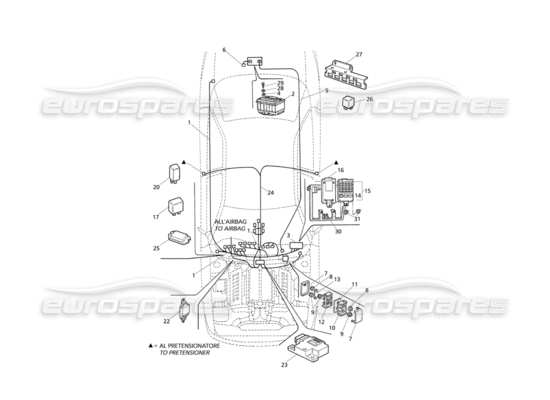 a part diagram from the Maserati Quattroporte (1996-2001) parts catalogue