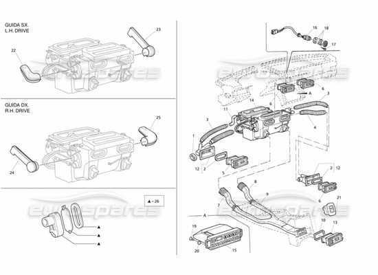 a part diagram from the Maserati Quattroporte (1996-2001) parts catalogue