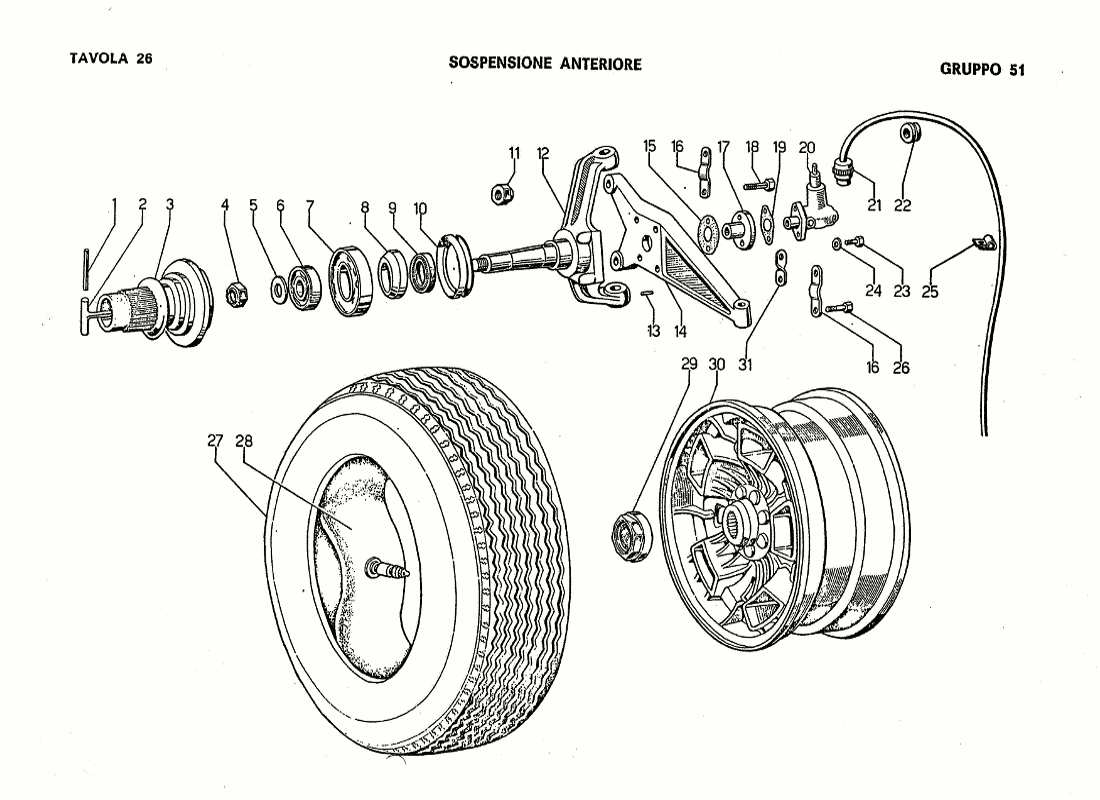 Lamborghini Jarama Front Suspension Parts Diagram