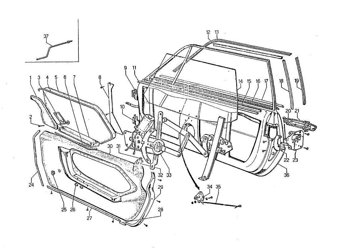 Lamborghini Jarama Porte E Cristali Parts Diagram