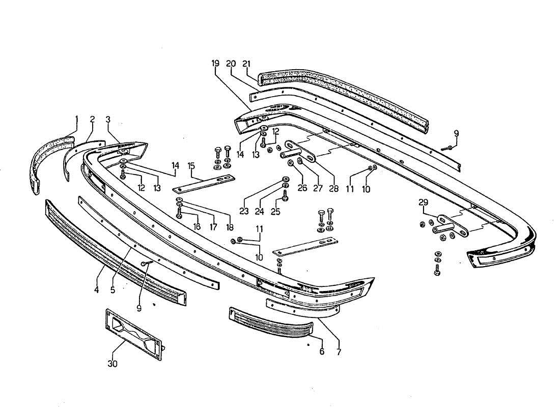 Lamborghini Jarama Front and rear bumpers Parts Diagram