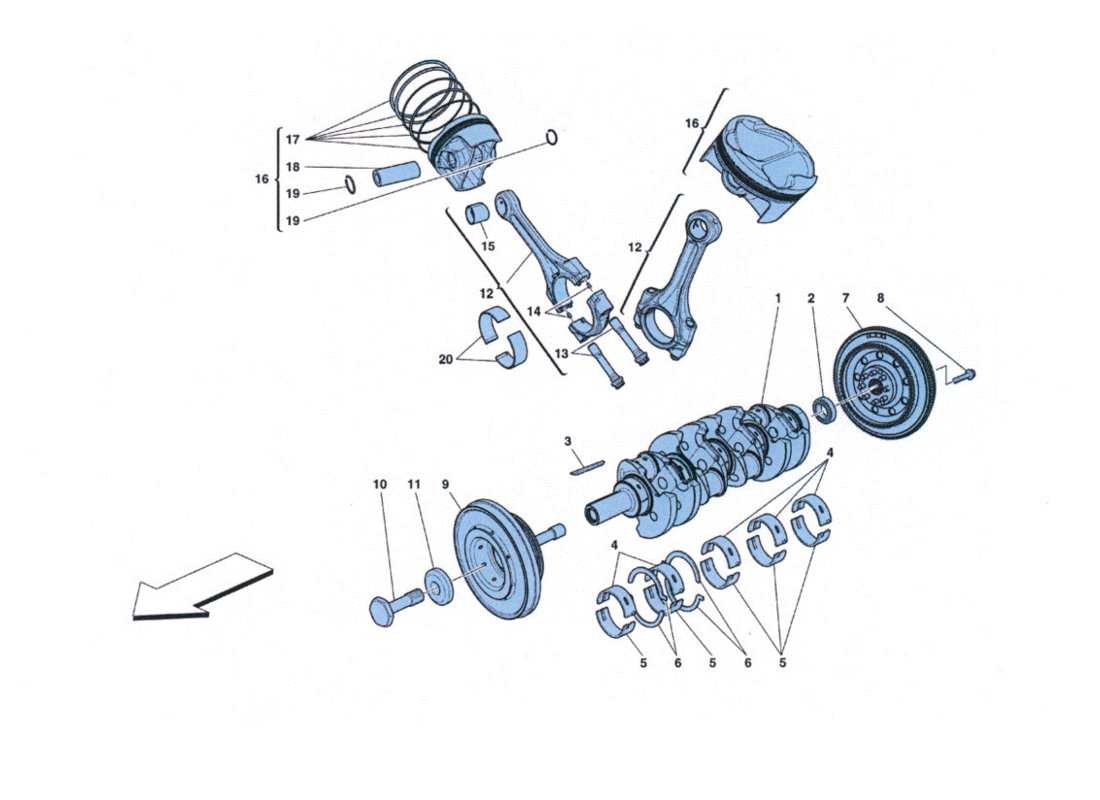 Ferrari 458 Challenge albero motore - bielle e pistoni Parts Diagram