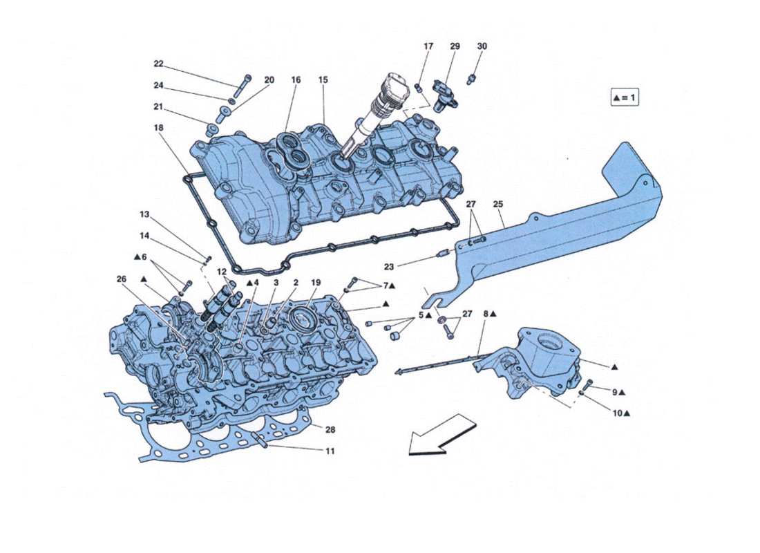 Ferrari 458 Challenge testa cilindri sinistra Parts Diagram