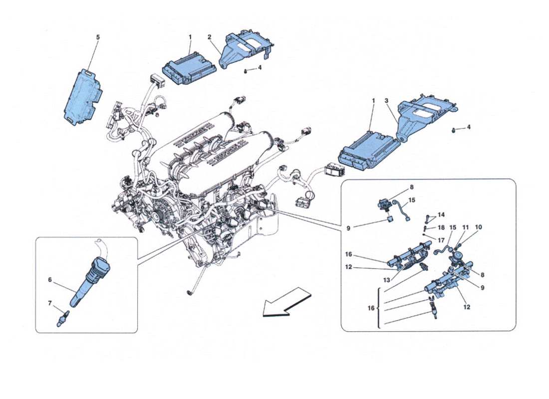 Ferrari 458 Challenge impianto iniezione - accensione Parts Diagram