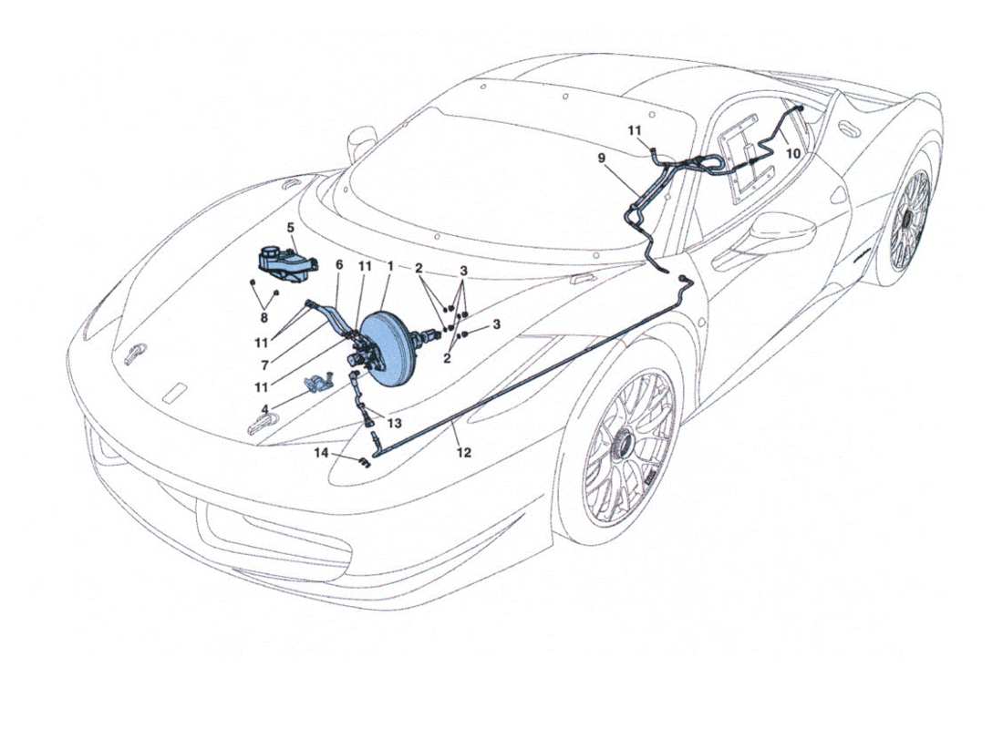 Ferrari 458 Challenge Brake booster system Parts Diagram