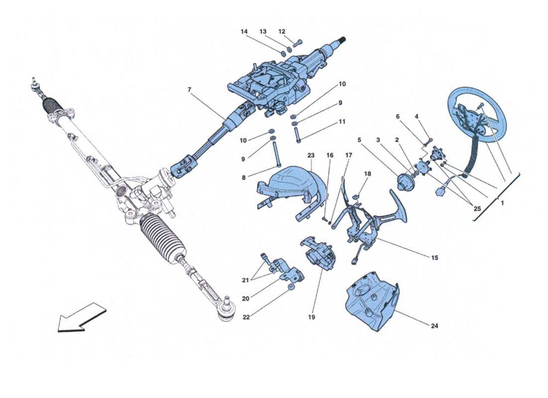 Ferrari 458 Challenge Comando sterzopompa e serbatoio idroguida Parts Diagram