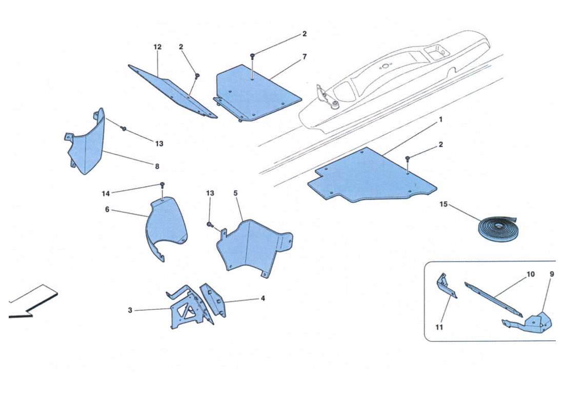 Ferrari 458 Challenge Passenger compartment upholstery Parts Diagram