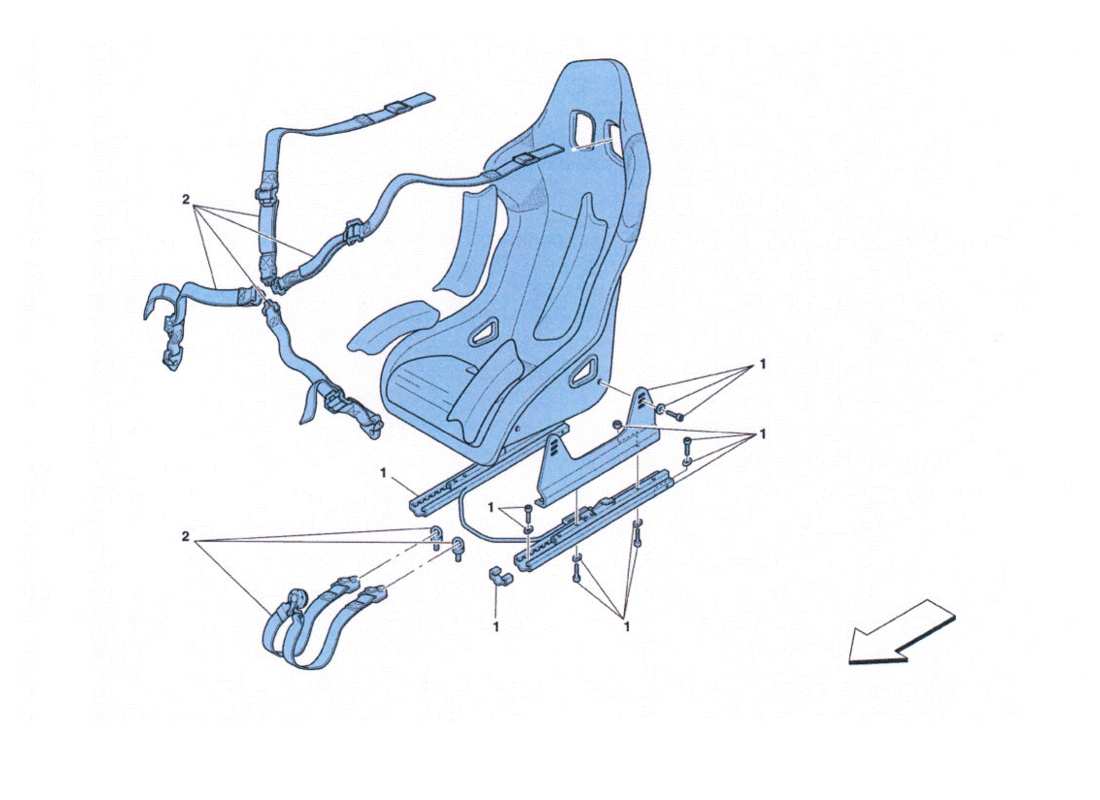 Ferrari 458 Challenge Racing seat Parts Diagram