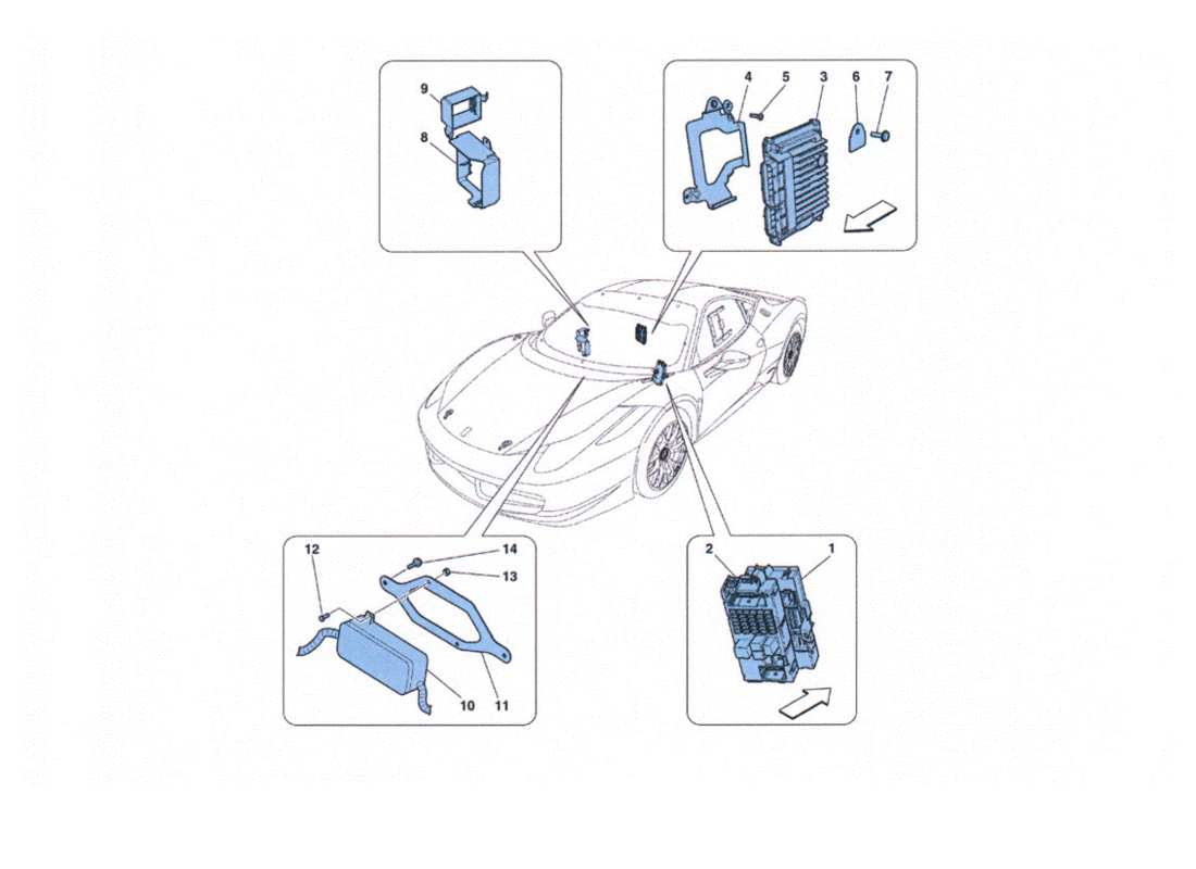 Ferrari 458 Challenge Vehicle control units Parts Diagram